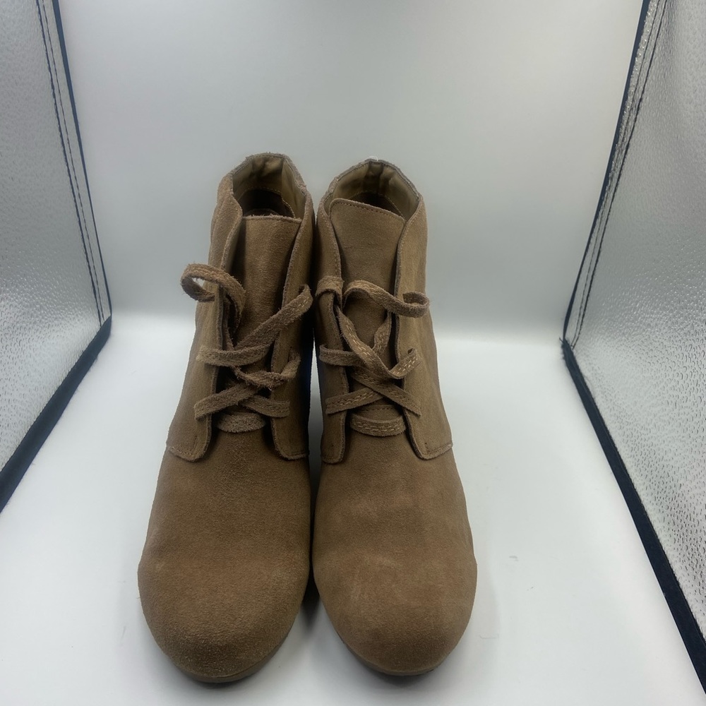 Dolce Vita Tan Suede Lace-up Wedge Bootie